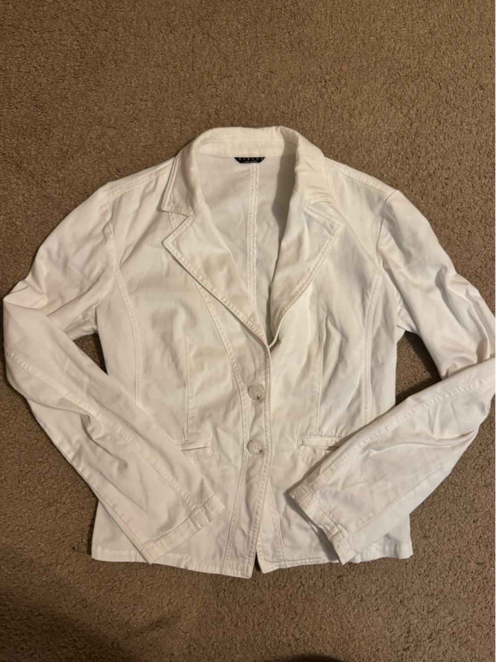 Sisley White Cotton Jacket with Branded Tag
